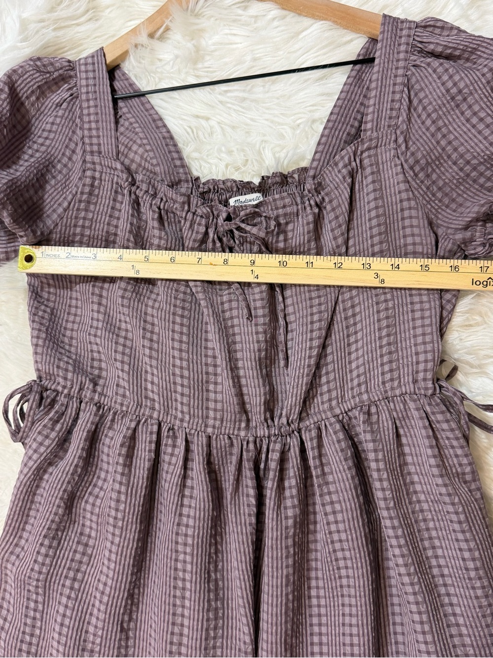 Madewell Square-Neck Tiered Midi Dress in Textured Seersucker - Picture 13 of 16